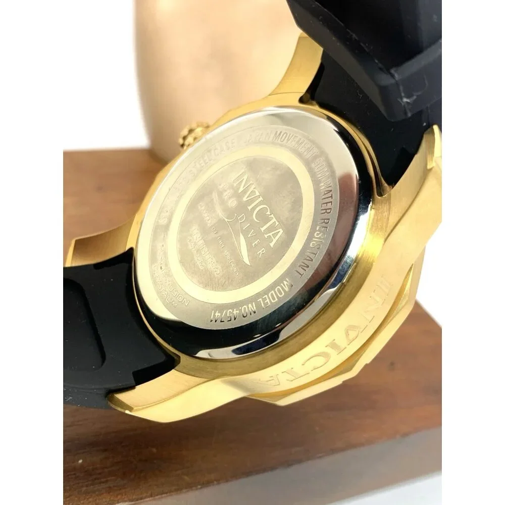 Invicta Men's Watch 45741 Pro Diver Quartz Gold Black Rubber Strap 50mm